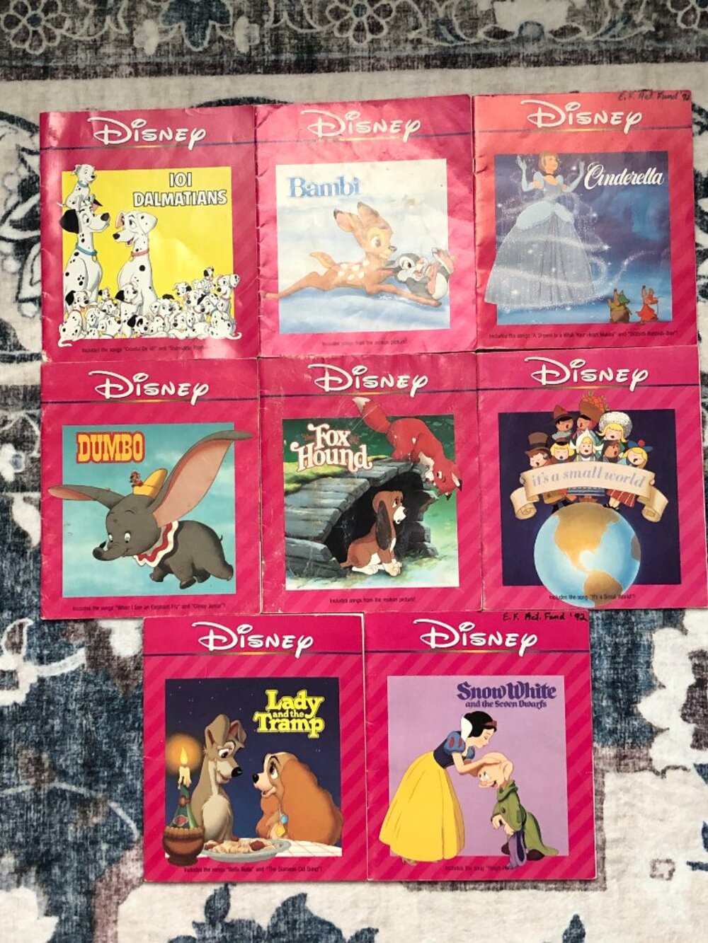 Vtg 90s Disney Read Along Lot of 8 BOOKS ONLY Dalmations Small World Fox Snow